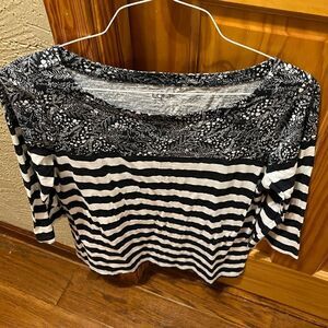 Loft womens top size large stripes and floral pattern
